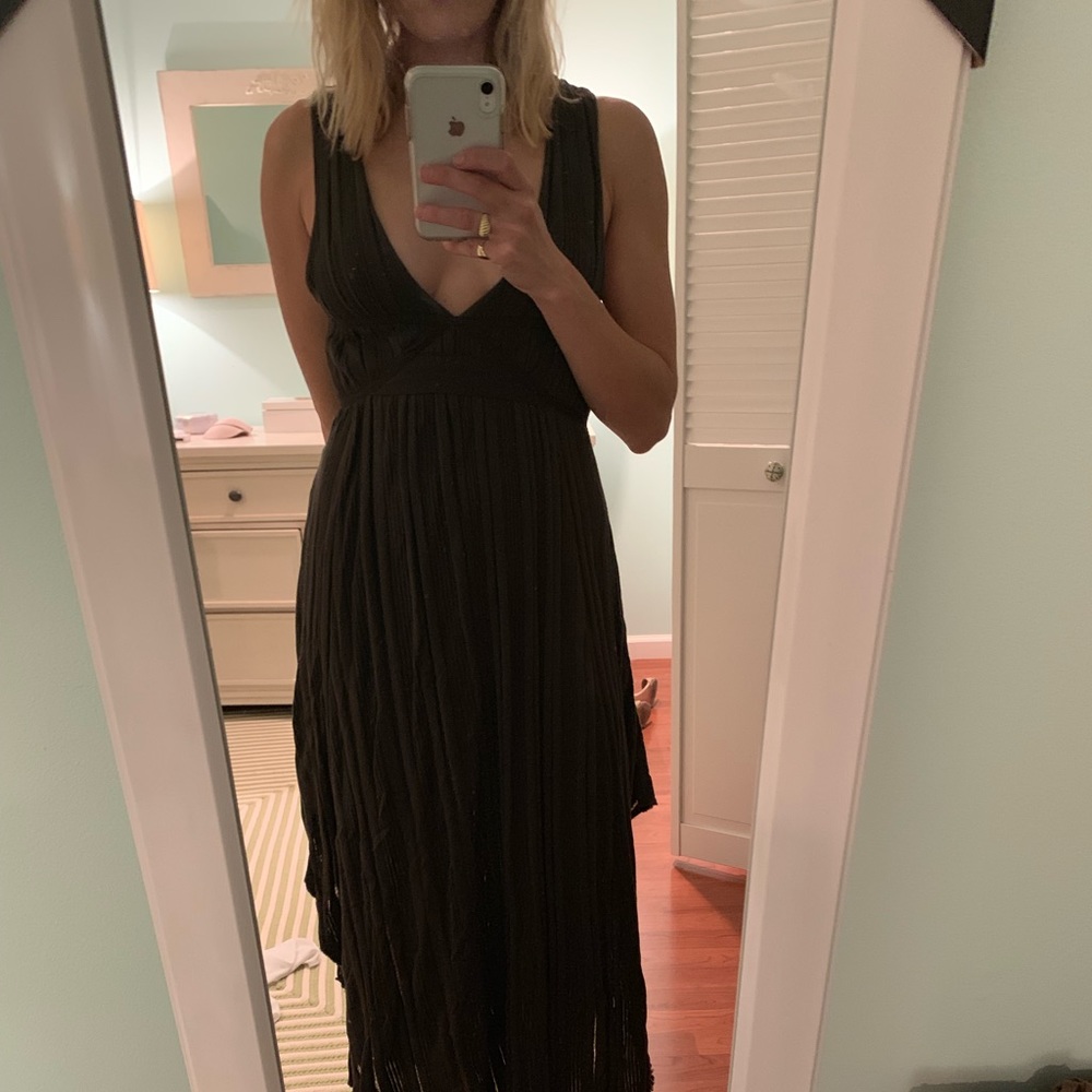 Size 4 dark olive green maxi dress. Free people
